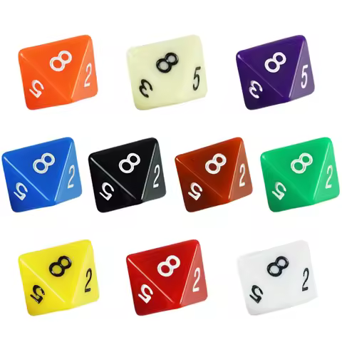 D8 Polyhedral Dice Set 10pcs Opaque Colorful 8 Sided Dice for DND Role Playing Game Entertainment Ta