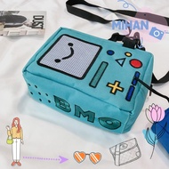 MIHAN Small Bags, Cartoon Anime Double Crossbody Bag, Funny Adventure Time Canvas BMO Robot Phone Pu