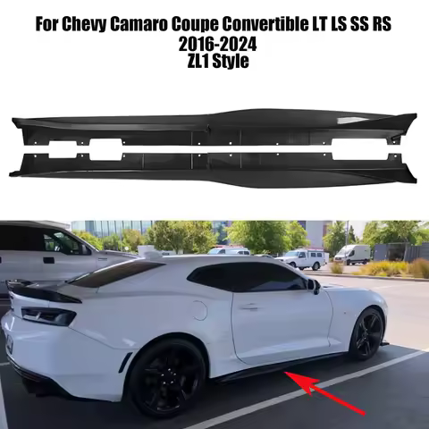 For Chevy Camaro Coupe Convertible LT LS SS RS 2016-2024 ZL1 Style Side Skirts Rocker Panels Spoiler