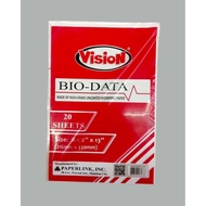 Vision Bio- Data/Vanda Bio Data paper /Data Borderline /Construction paper