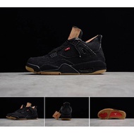 CH 4 Levi S Co-Branded x J 4 "Denim" Black Tannin Joe 4 Denim Men Retro Basketball Shoes AO2571