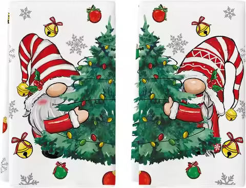 2Pcs, Christmas Gnome Decoration Christmas Tree Kitchen Towel, 40Cm*60Cm Towel Set, Super Absorbent 