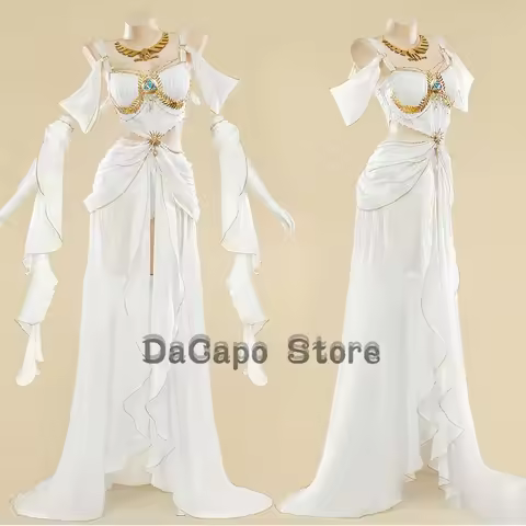 Goddess White Long Dress Priestess Cosplay Outfit Dancer Cosplay Women clothing Greece Classical Myt