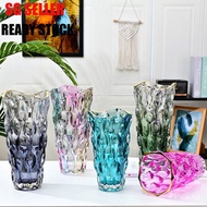 [SG Seller] European Entry Lux Gold-Painted Glass Vase Ins Internet Celebrity Transparent and Creative Flowers Vase Home