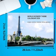 Electric TUME World Landscape English Wall Calendar January 2026-2027 January