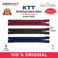 resleting celana nylon merk ktt 6 inch (15cm) pcs - 580 (hitam)