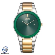 Citizen Eco-Drive AU1064-85X AU1064-85 Green Analog Two Tone Gold Solar Men's Dress Watch