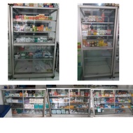 Satu Set Etalase Bekas Apotek - lemari Kaca Jualan - Etalase Kaca Second - Display Toko Preloved Suk