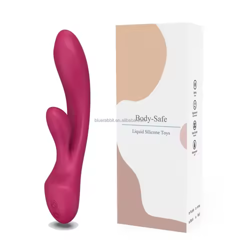 BlueRabbit Rechargeable Liquid Silicone Vibrator Wholesale Dark Pink Silent G-Spot Rabbit Vibrator w