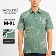 Pacolino Malaysia Men Batik Premium Short Sleeve Regular Fit Cutting - Green Colour 11626-PBK0260-E