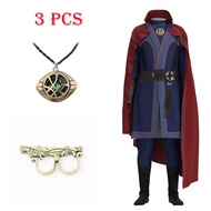 Doctor Strange Cosplay Costume Necklace Ring Steve Red Cloak Robe Halloween Carnival Suit For Kids A