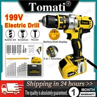 Drill Brushless Cordless Drill Cordless impact Drill 2×199V Batteri Cordless Screwdriver Drill