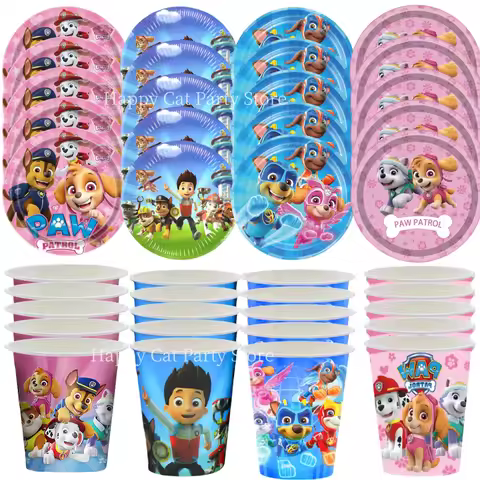 40pepole PAW Patrol Disposable Tableware Set Birthday Party Decor Patrol PAW Paper Plate Cup PAW Pat