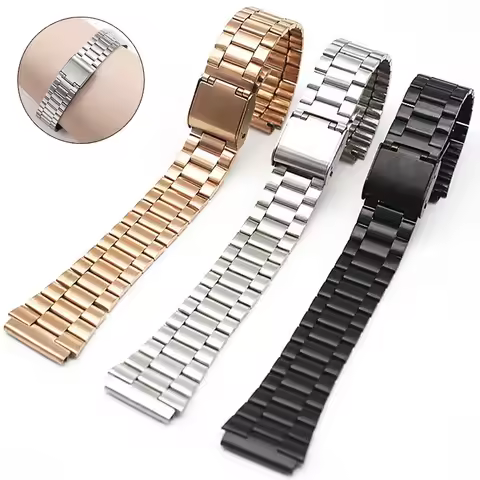 18mm Stainless Steel Strap Metal Watch Band for CASIO A158/A159/A168/A169 /B650 /AQ230 /AE500W Wrist