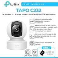 TP-LINK TAPO C232 3K 5MP PAN TILT AI HOME SECURITY 2 WAY AUDIO INDOOR WIFI CAMERA FREE MICRO SD 512G