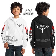 Valhalla Kids Unisex Black And White Zipper Jacket | Latest Tokyo Reveng Child Jacket