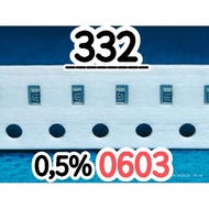 10pcs Chip resistor smd 332 3301 3K3 size 0603 1608 3.3Kohm 3.3K OHM 0.5%