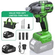 Tskstar 500Nm High Torque 2IN1 Cordless Drill  Impact  Wrench Set 368FT-LBS 12V 2×3.0Ah Batteries & 