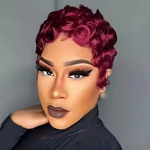 Chic Short Curly Human Hair Full Machine Made Wigs for Women 4/30/99J Blonde Daily Use Color