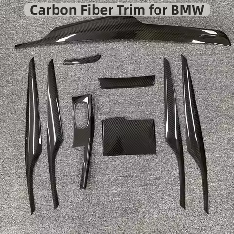 For BMW 5 Series G30 G32 G38 F90 M5 6GT 2018-2023 Real Carbon Fiber Car Center Console Dashboard Tri