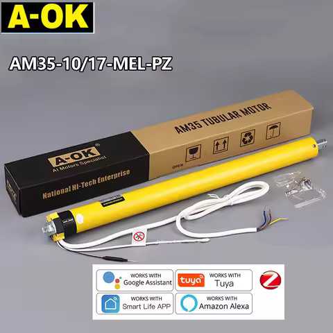 A-OK Tuya zigbee AM35 10/17 Smart Blinds RF433 Tubular Motor,for 40mm/45mm/47mm/50mm Tube Rolling Sh