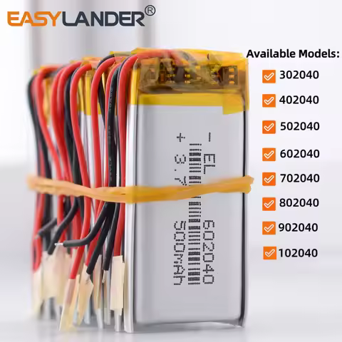 10Pcs/Lot 3.7V 602040 500mAh Lithium Li-ion Polymer Battery 302040 402040 502040 902040 702040 80204