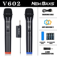 NewBaxs V601/V602 ไมโครโฟนไร้สาย 2 ไมโครโฟนแบบใช้มือถือ UHF FM Plug and Play 50M ระยะทางรับ KTV Bar