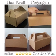 Kraft Box with Handle / Kraft Box with Handle / Brownies Box / Bakery Kraft Box 23x15x9