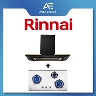 RINNAI RH-C1059-PBR 90CM CHIMNEY HOOD + RINNAI RB-93US 3 BURNER STAINLESS STEEL GAS HOB