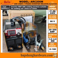 MELLO ARC200M Inverter ARC Welding Machine IGBT 30 Amp to 200Amp Suitable For Welding Rod 1.6mm to 4
