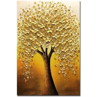Paintings  Golden Flowers Tree Luck Tree Painting Painting D -Painted On Canvas Abstract Artwork Art