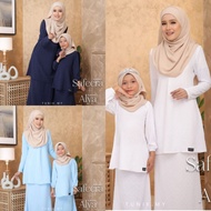 Baju Kurung Sedondon ibu anak/Baju Raya budak 2023 (Baby blue/navy/white)