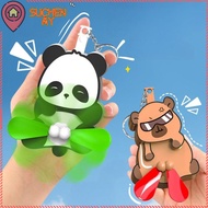 SUCHENMY Upgrade Egg Cat Keychain, Double-leaf Egg Fan Keychain Cartoon Keychain, Bag Accessories Pu