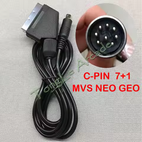 Round RGBS To EUR SCART Conversion Cable, for MD2 / SS / MVS NEO GEO Retro Game Console NES DVD Play