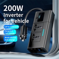 200W Car Inverter DC 12V to AC 110V 220V Inverter PD QC3.0 4USB Ports Dual Car Power Inverter Adapter With Digital Display