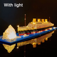 Titanic Ship Model Childrens Toys Birthday Gift Assembly Building Block Plastic Block With Lamp Toy 
