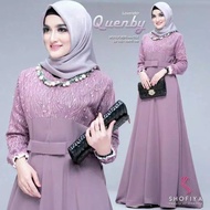 RA GAMIS BRUKAT QUENBY KOMBINASI MOSCREPE / Gamis brokat busui/bumil