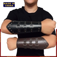 HIk Medieval Armor Men Cosplay Arm Warmers Lace-up Vintage Pirate Knight Gauntlet Wristband Bracer A