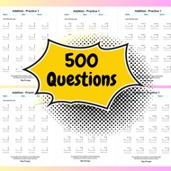 Printable Mathematics Worksheet -500 Question/ Preschool- Addition , Subtraction , Multiplication , 