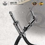 SONICAKE QGC-20 10ft / 3m Braided Guitar Cable (1/4 Right Angle to Straight)(BLACK)