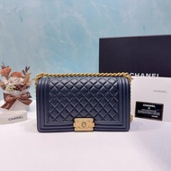 CHANEL 藍金羊皮 BOY 25