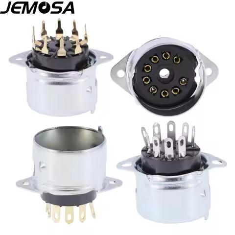 9Pin Tube Socket Bakelite With Aluminum Shield For 12AX7 12AU7 ECC83 ECC82 EL84 7199 ECC88 6922 Vacu