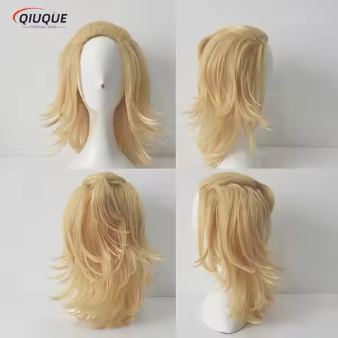 High Qualiy Anime Sano Manjiro Wigs Mikey Blonde Short Heat Resistant Hair Synthetic Cosplay Wig + W