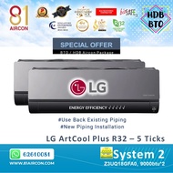 81Aircon【LG】R32 ARTCOOL Plus Series - System 2 ( 5 Ticks ) Wifi Built-In