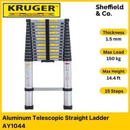 Kruger Aluminum Telescopic Single Side Straight Ladder, 15 Steps (4.4m / 14.4ft) | (AY1044)