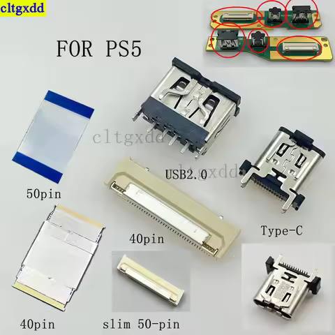 cltgxdd 1 piece FOR PS5 side panel USB2.0/Type-C socket connector, 40Pin/50Pin/slim50pin flat cable