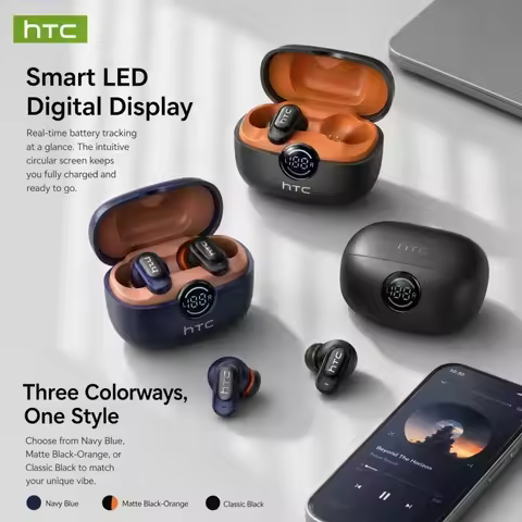 HTC NE79 TWS Wireless Bluetooth Earphones: AI Translator Earbuds Noise Cancellation Long Battery Lif