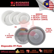 BENXON 7” BX-PL07 / 9” BX-PL09 / 10” BX-PL10 DISPOSABLE PP PLATE /PINGGAN PAKAI BUANG /一次性盘子