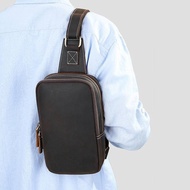 Korea Bags Chest Leather Men Cowhide Crossbody Genuine Street Wear Brand-Name Boutique Japanese 035