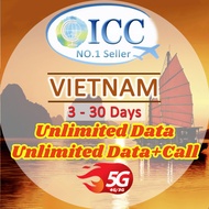 ICC_Vietnam 3-30 Days sim card Unlimited Data| Data+Call* SIM card